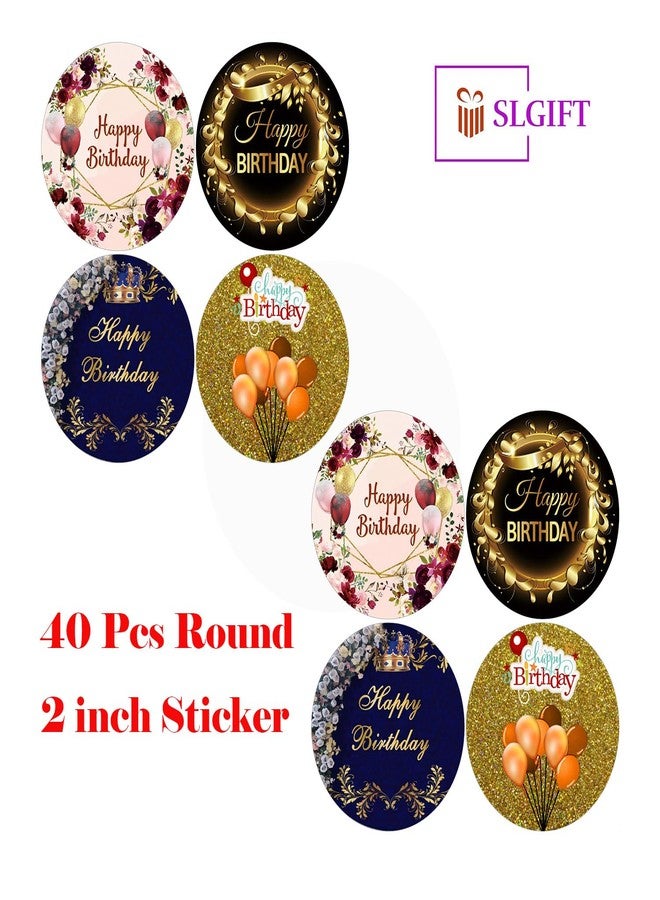 SLGIFT Vinyl Happy Birthday Theme Sticker, Self-Adhesive Vinyl Stickers, 40 Pieces, 2 x 2 Inches Round Sticker, 4 Unique Designs, R190 - Image 4
